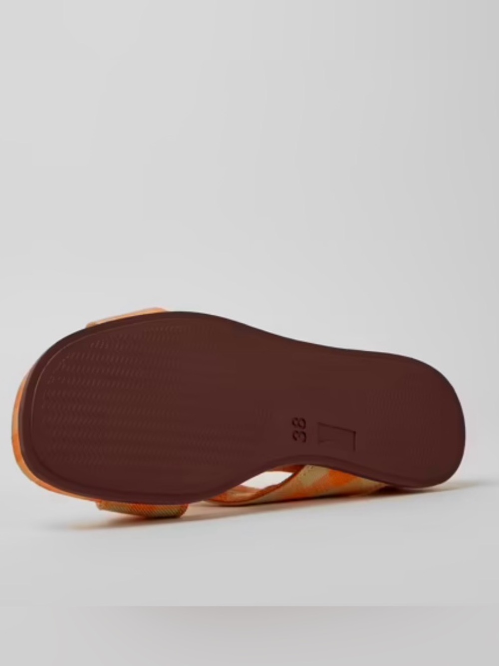Camper Orange and Tan Gingham Cross-Band Sandals - Picture 7 of 7